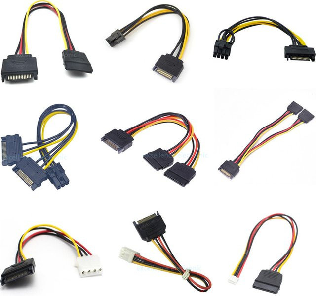 ZSDZFYLLK SATA Festplatte Stromkabel 15 Pin Stecker auf Buchse Verlängerung Datenkabel von SATA zu 4/6P 8P für Grafikkarte - Bild 1