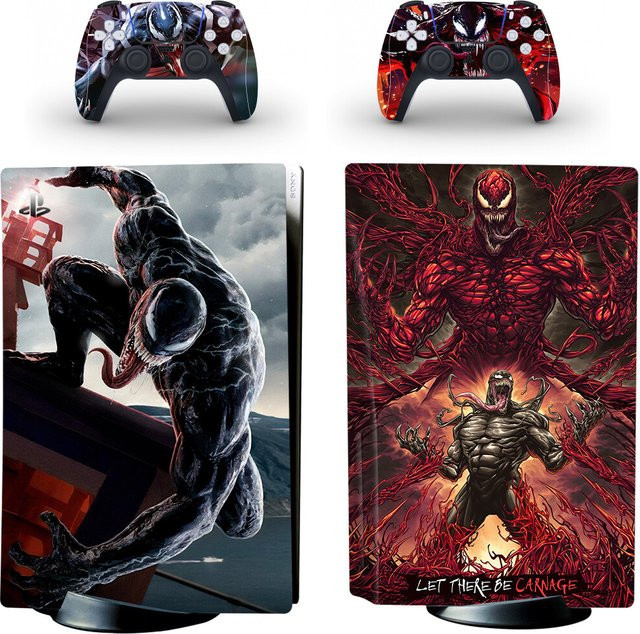 Sony PlayStation 5 PS5 Skin Set mit Spider Motiv für Konsole und 2 Controller in Gelb und Multicolour - Bild 1