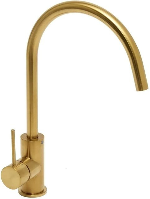 Swiss Aqua Technologies Waschtischbatterie Einhebelmischer mit schwenkbarem Auslauf in Edelstahl Gold Gebürstet, Höhe: 36,3 cm - Bild 1