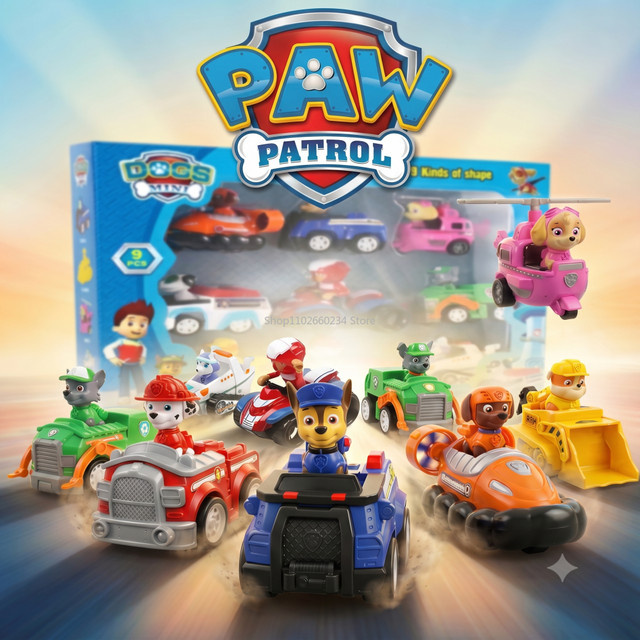 Paw Patrol Pull-Back-Autos, Fahrzeug, Chase Skye Marshall Rubble, ab 14 Jahren - Bild 1