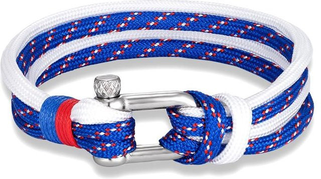 YULIN Schäkelarmband, Paracord, Edelstahl, blau, Unisex - Bild 1