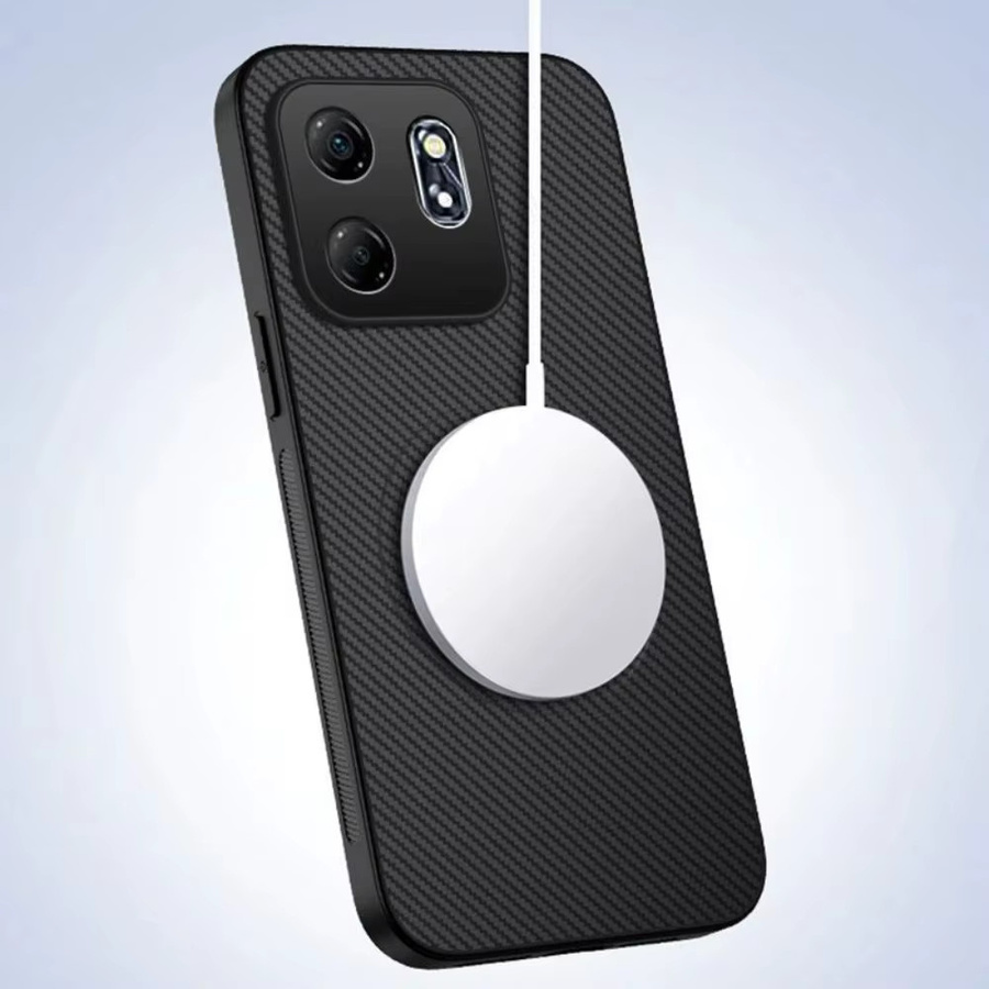 Matte magnetische kabellose Ladehülle für OPPO Reno 15F 15FS 5G in Schwarz mit Carbonfaser-Design und stoßfestem PC+TPU Schutz - Bild 2