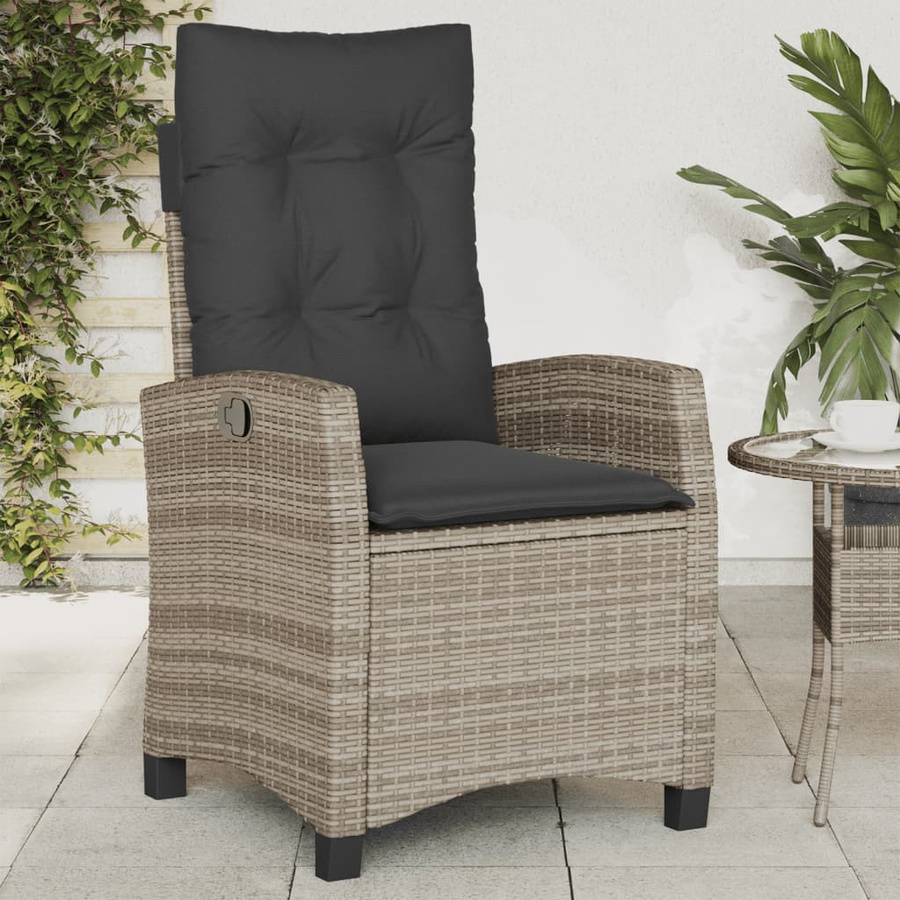 vidaXL Gartensessel Set aus 2 Stück in Grau mit Kissen aus Poly Rattan und pulverbeschichtetem Stahlrahmen - Bild 5