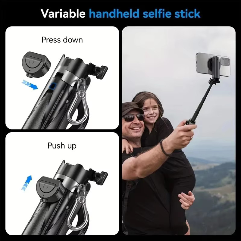 NMEGOU Mini Bluetooth Selfie-Stick und Magnetisches Stativ mit MagSafe Handyhalterung in Schwarz - Bild 2