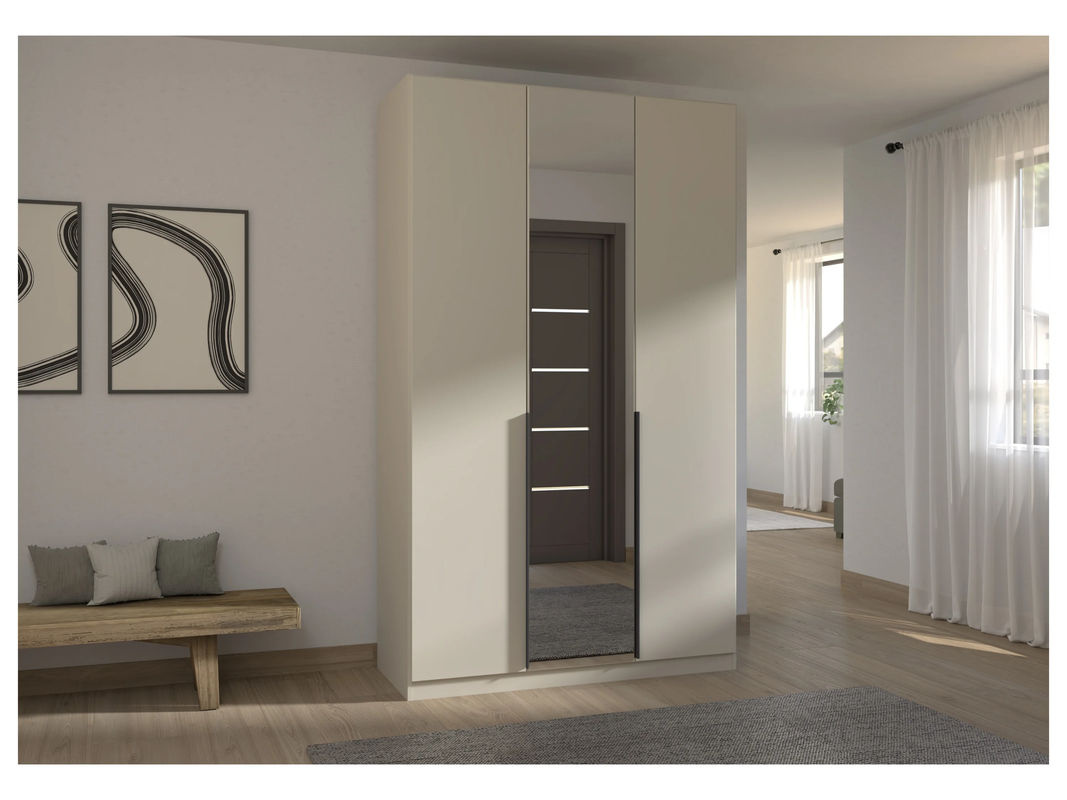 RAUCH Drehtürenschrank Alabama mit Spiegel in Beige-Champagner und grauen Griffen, B/T/H: 136 x 54 x 229 cm - Bild 2