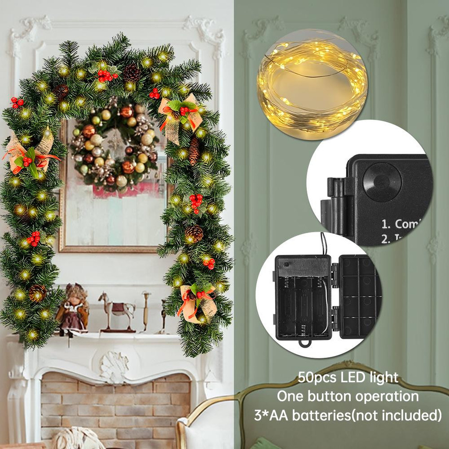 Weihnachtsgirlande mit 50 LEDs und 8 Leuchtmodi, batteriebetrieben, Länge: 2,7 m - Bild 7