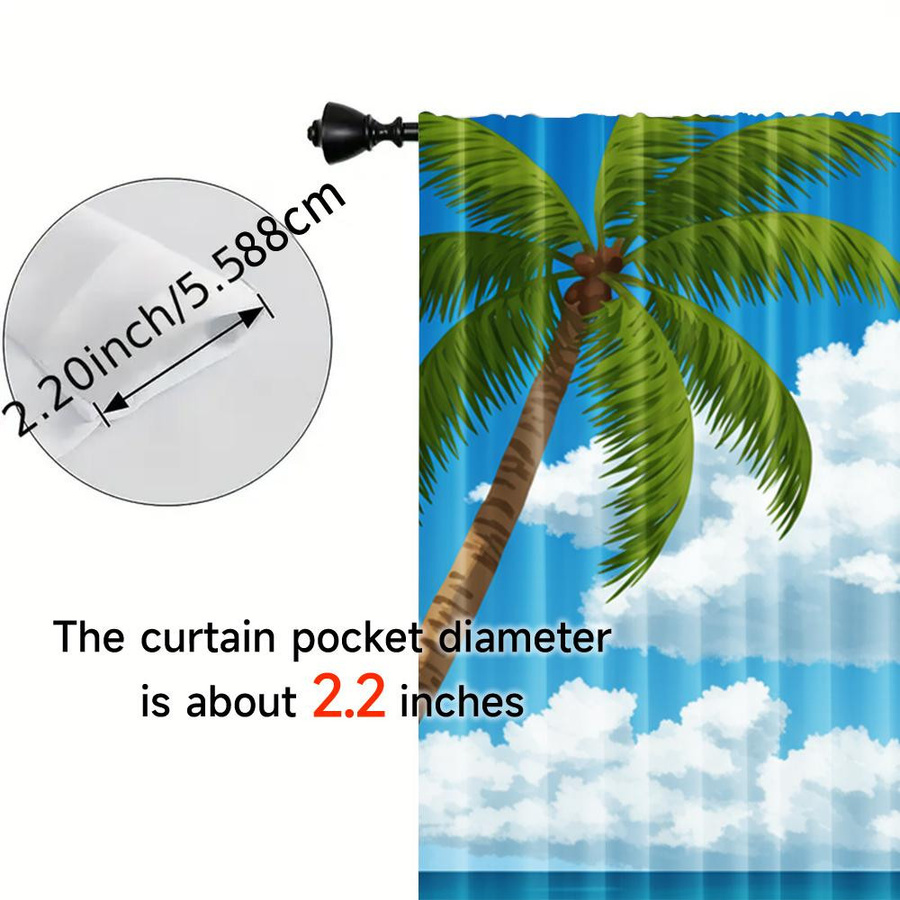 Set aus 2 transparenten Voile-Vorhängen mit Hawaii Strand und Ozean Digitaldruck aus Polyester, B: 100 cm, H: 70 cm - Bild 2