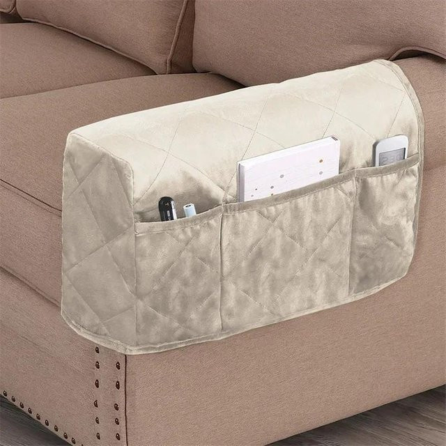 Yiran Furniture Samt Sofalehnenbezug mit Aufbewahrungstasche, 2er-Set, Beige, wasserabweisend und rutschfest - Bild 1