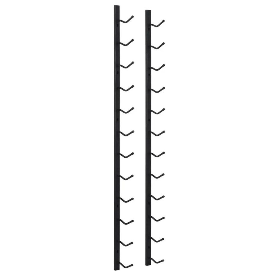 vidaXL Wand-Weinregal aus pulverbeschichtetem Eisen in Schwarz für 12 Flaschen, B: 120 cm, H: 19 cm, T: 11 cm - Bild 2