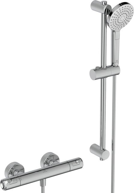 Ideal Standard Duschsystem Ceratherm T50 Aufputz mit Thermostat, Handbrause und Brausestange, Chrom - Bild 1