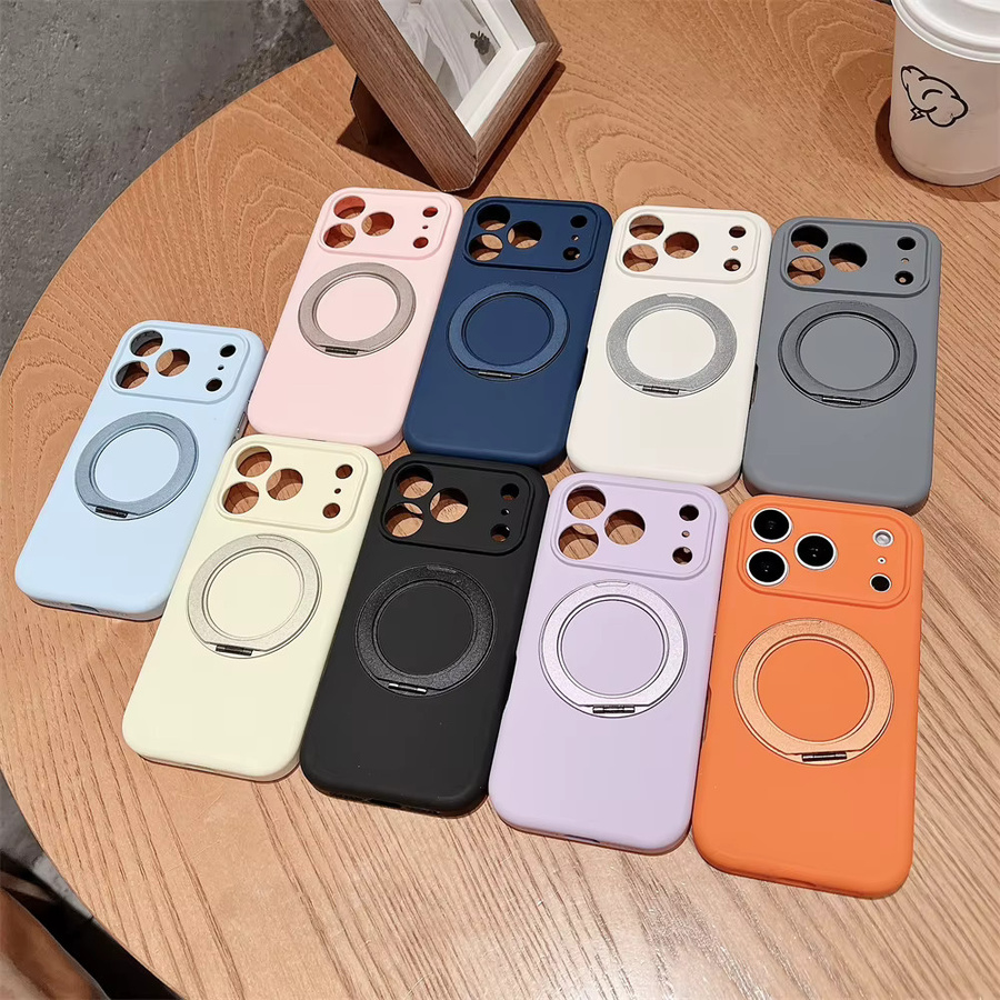 Xeber Magnetische Silikon Handyhülle mit 360-Grad-Ständer für iPhone 17, 16, 15, 14 Pro Max, MagSafe kompatibel, Weiß - Bild 2