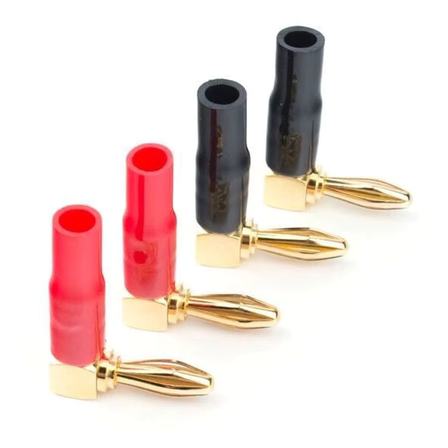 FRHY Bananenstecker 4 mm L-förmig 90 Grad mit weichem Kunststoffgehäuse in Rot und Schwarz für Audio- Video- und Lautsprechersysteme - Bild 2
