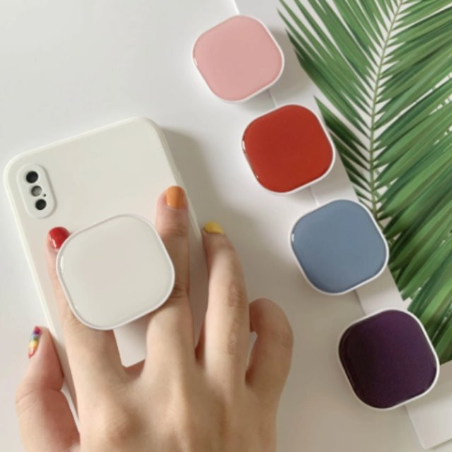 Quadratischer Griptok Handyhalter mit Popping-Funktion als Telefonständer und Fingerring in Blau und Multicolour - Bild 1