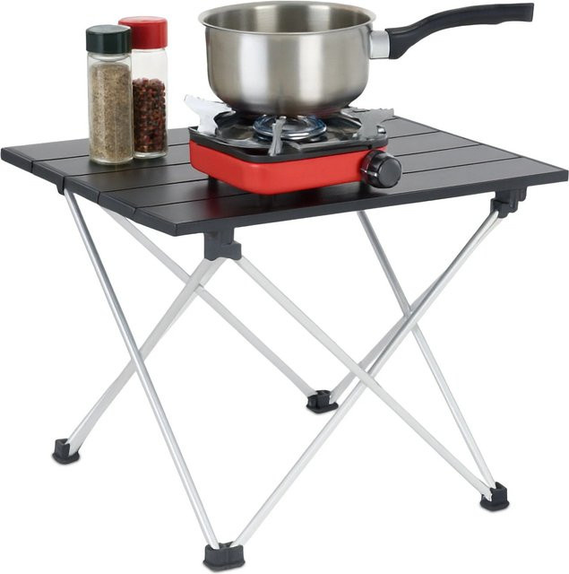 Relaxdays Campingtisch aus Aluminium in Schwarz, faltbar und rechteckig, B/T/H: 32 x 39 x 34 cm - Bild 1