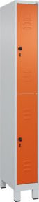 C+P Doppelstock-Spind Classic PLUS mit Füßen, 1 Abteil, Grau/Orange, H x B x T: 195 x 25 x 50 cm - Bild 1