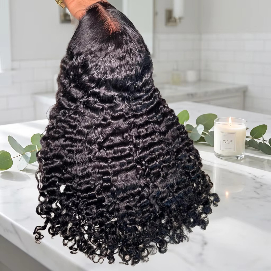 UVEOUS Echthaarperücke Bob, Burmesisch gelockt, Natur Schwarz, 18 Zoll - Bild 1