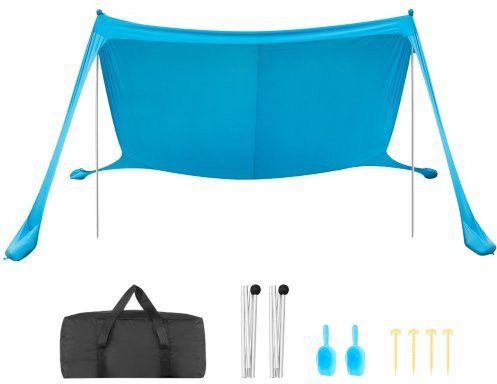 VEVOR Strandzelt mit Sonnenschutz UPF 50 plus, Blau, B/T/H: 3,4 x 3,4 x 2 m - Bild 1