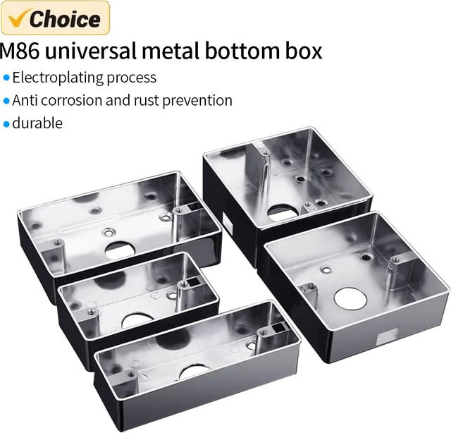 LUCKING DOOR Wasserdichte Außenwand-Montagebox aus Zinkmetall in Schwarz und Silber für Schalter und Steckdose zur Oberflächenmontage - Bild 1
