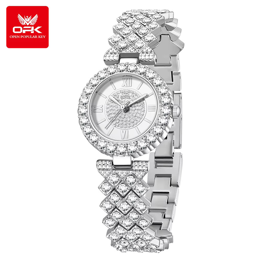 OPK Armbanduhr Edelstahl, Quarz, Diamant, Silber, Damen - Bild 2