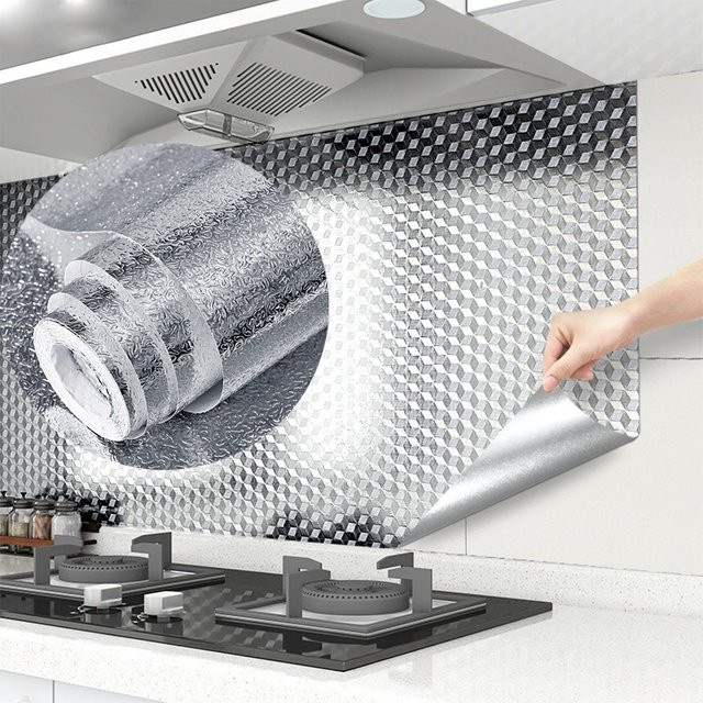 Wasserdichte und ölbeständige Wandaufkleber für die Küche in Gold und Silber aus Aluminium - Bild 1