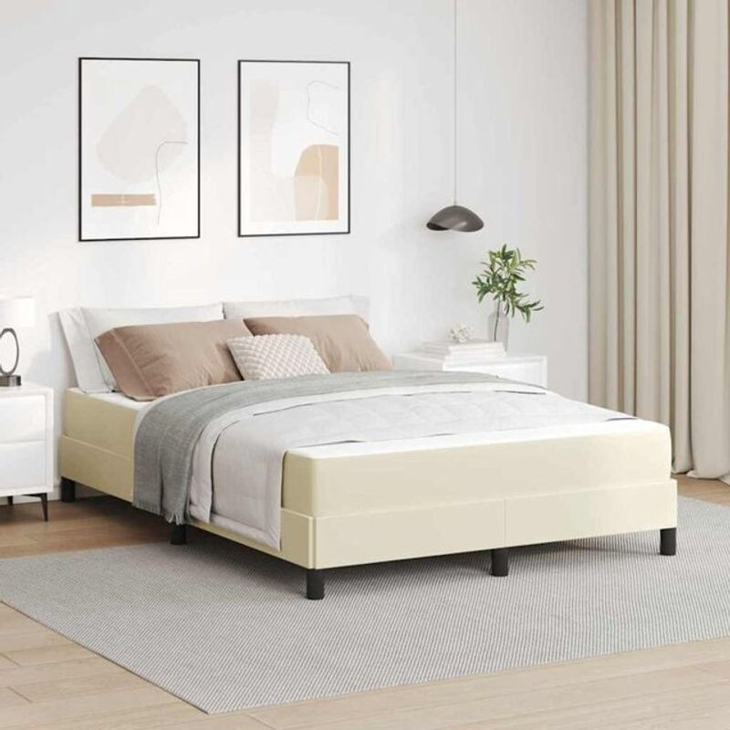 Polsterbett vidaXL in Beige mit Matratze, modernes Design aus Stoff und Holzwerkstoff, B/T: 140 x 200 cm - Bild 1