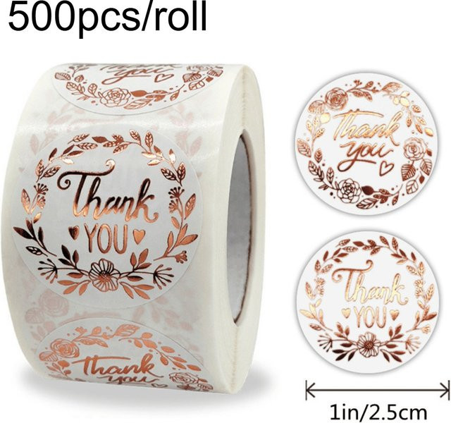 Roségoldene Dankesaufkleber für dein Kleinunternehmen, vielseitige Dankesetiketten aus Papier für Grußkarten - Bild 1
