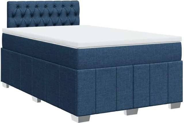 vidaXL Boxspringbett mit Matratze Blau B: 120 cm, T: 190 cm, Hybrid-Konstruktion mit USB-Ladeport und Unterbettbeleuchtung - Bild 1