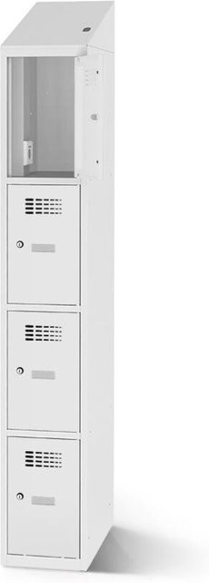 rotstahl Fächerschrank mit Ladefunktion und 4 Fächern in Hellgrau, B: 30 cm, H: 200 cm - Bild 1