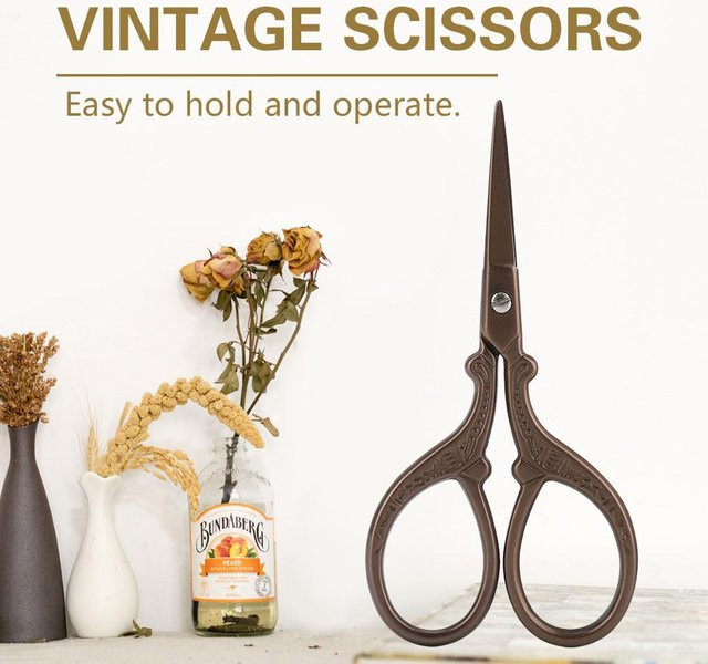 DIYelecs Vintage-Nähschere aus Edelstahl in Beige und Braun - Bild 1