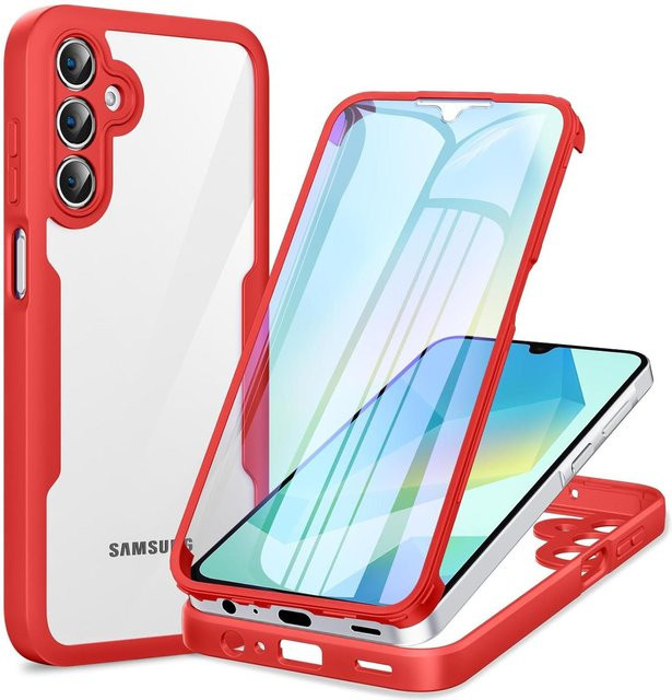 Ganzkörper-Schutzhülle für Samsung Galaxy A16 4G / A16 5G / A15 / A25 / A26 / A35 / A36 / A55 / A56 / A17 / A37 / A57 5G in Rot und Transparent - Bild 1