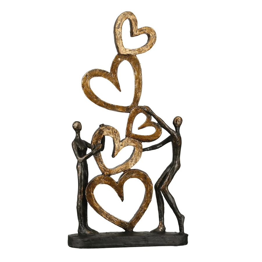 Gilde Skulptur Herz auf Herz in Gold und Bronze, Höhe: 41 cm, Breite: 21 cm - Bild 2