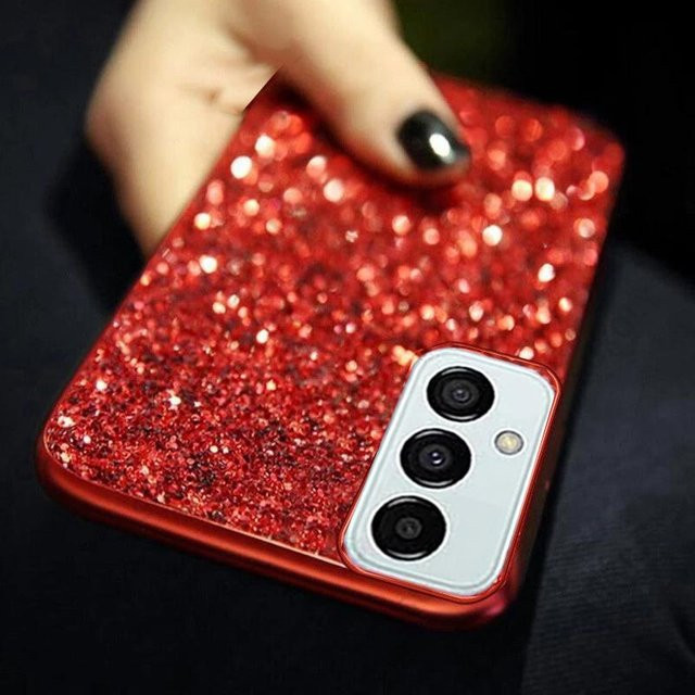 Glitzernde Silikonhülle für Samsung Galaxy S24 S23 FE S22 S21 S20 Ultra Plus A55 A54 A35 A34 A25 A24 A14 A13 A12 in Rot - Bild 1