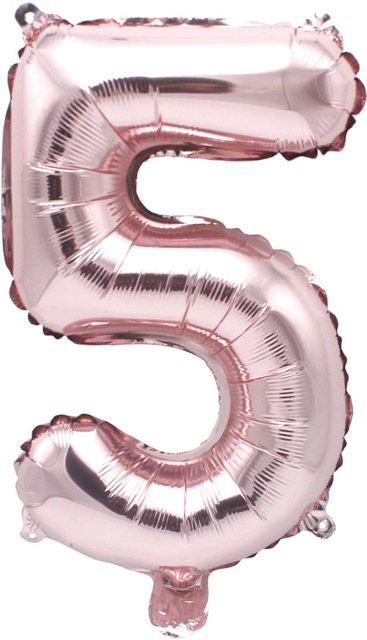 Rico Design Folienballon Zahl 5 in Rosa, Höhe: 36 cm - Bild 1