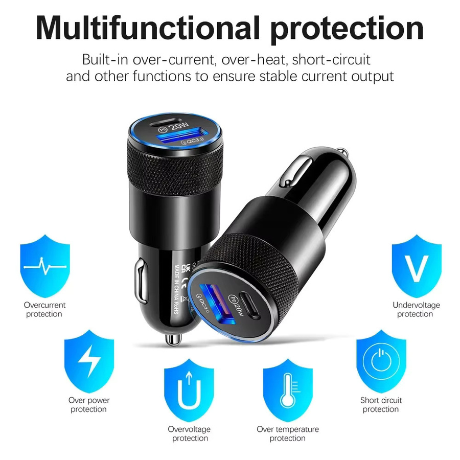 Ai CAR FUN Mini-Autoladegerät mit USB-C PD Buchse in Schwarz für 12-24V Zigarettenanzünder Schnellladung für iPhone, Xiaomi, Huawei und Samsung - Bild 4