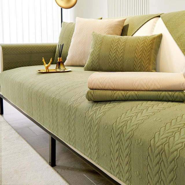 Chenille-Sofakissen Anti-Rutsch in Beige, moderner Sofabezug für alle Jahreszeiten, B/T/H: 70 x 70 x 70 cm - Bild 1