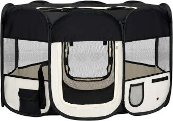 vidaXL Faltbarer Welpenlaufstall Schwarz mit Tragetasche B/T/H: 125 x 125 x 61 cm - Bild 1