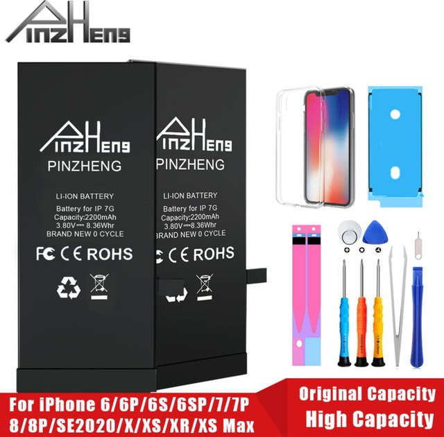 PINZHENG Akku mit hoher Kapazität als Ersatzbatterie für iPhone 8, SE 2020, 6, 6S, 7, 8 Plus, X, Xs, Max und XR - Bild 1