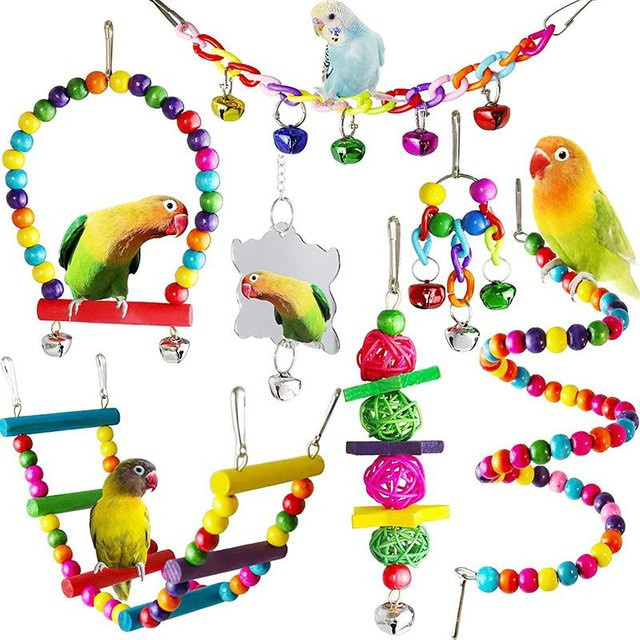 NATAWA Vogelspielzeug aus Holz, 7-teiliges Set - Bild 1