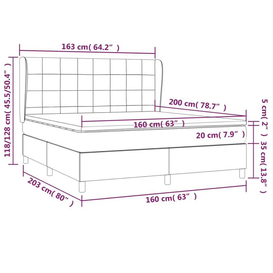 vidaXL Boxspringbett mit Matratze Schwarz Samt B/T/H: 160 x 200 cm - Bild 4