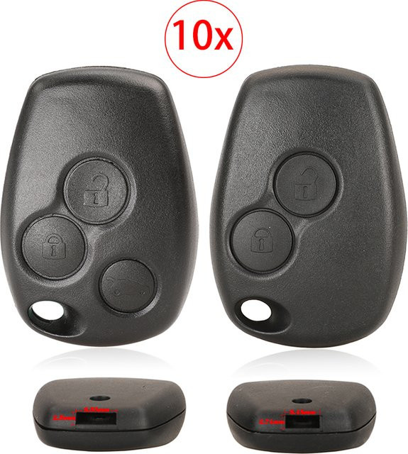 Jingyuqin 10er Set Fernbedienungs-Autoschlüssel-Gehäuse für Renault Dacia Modus Clio 3 Twingo Kangoo 2 mit 2 oder 3 Tasten in Schwarz - Bild 1