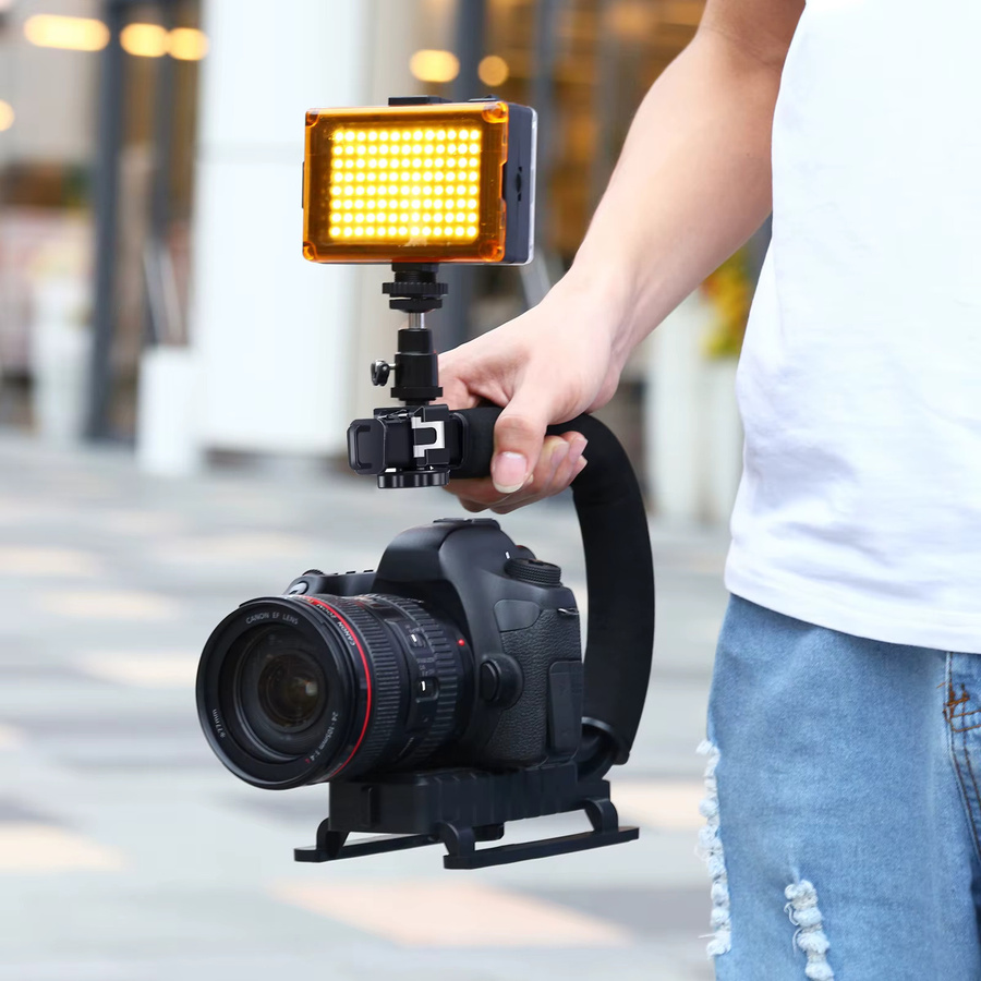 PULUZ C-Form Handheld Kamera Stabilisator Halterung in Schwarz mit Zubehör für SLR und DV Kameras - Bild 5