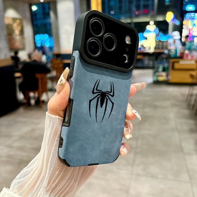Spider-Line Luxus Handyhülle aus Mikrofaser-Leder für iPhone 17 16 15 14 13 12 11 Pro Max Plus - Bild 1