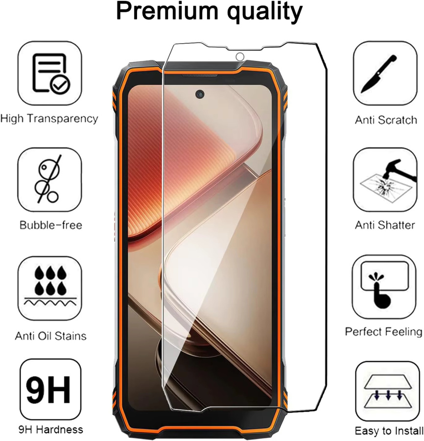 Blackview XPLORE 1 und XPLORE 2 Displayschutzfolie aus 2.5D 9H gehärtetem Glas, transparent - Bild 3