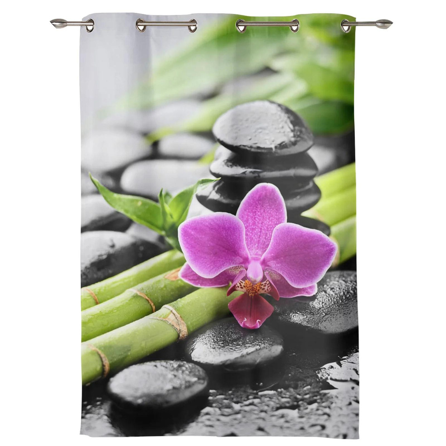 Orchidee Vorhang mit floralem Design in Multicolour für Wohnzimmer und Schlafzimmer, Breite: 135 cm, Höhe: 60 cm - Bild 1