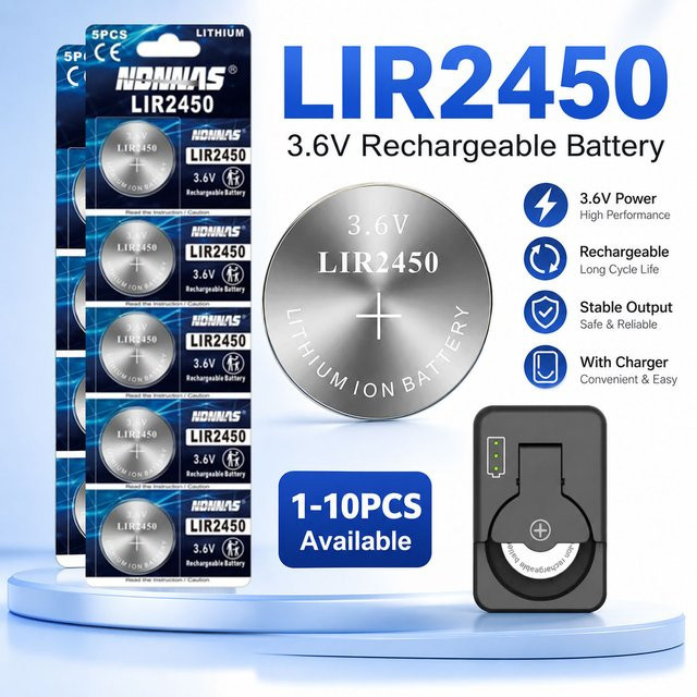 Koonenda Lir2450 Wiederaufladbare Knopfzellenbatterie 3,6V für Autoschlüssel, Waagen und Fernbedienungen - Bild 1
