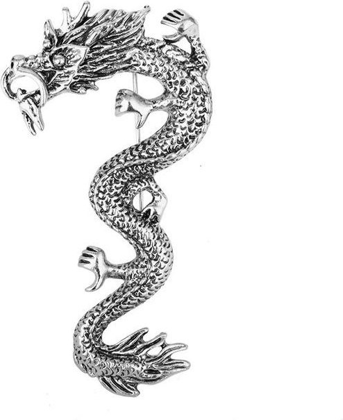 YIRAN Jewelry Brosche Drache, Messing, Schwarz, Herren - Bild 1