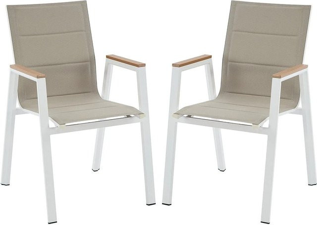 Vente-unique Gartenstuhl Lious aus Aluminium und Textil in Weiß, stapelbar, Breite: 55 cm, Tiefe: 55 cm, Höhe: 55 cm - Bild 1