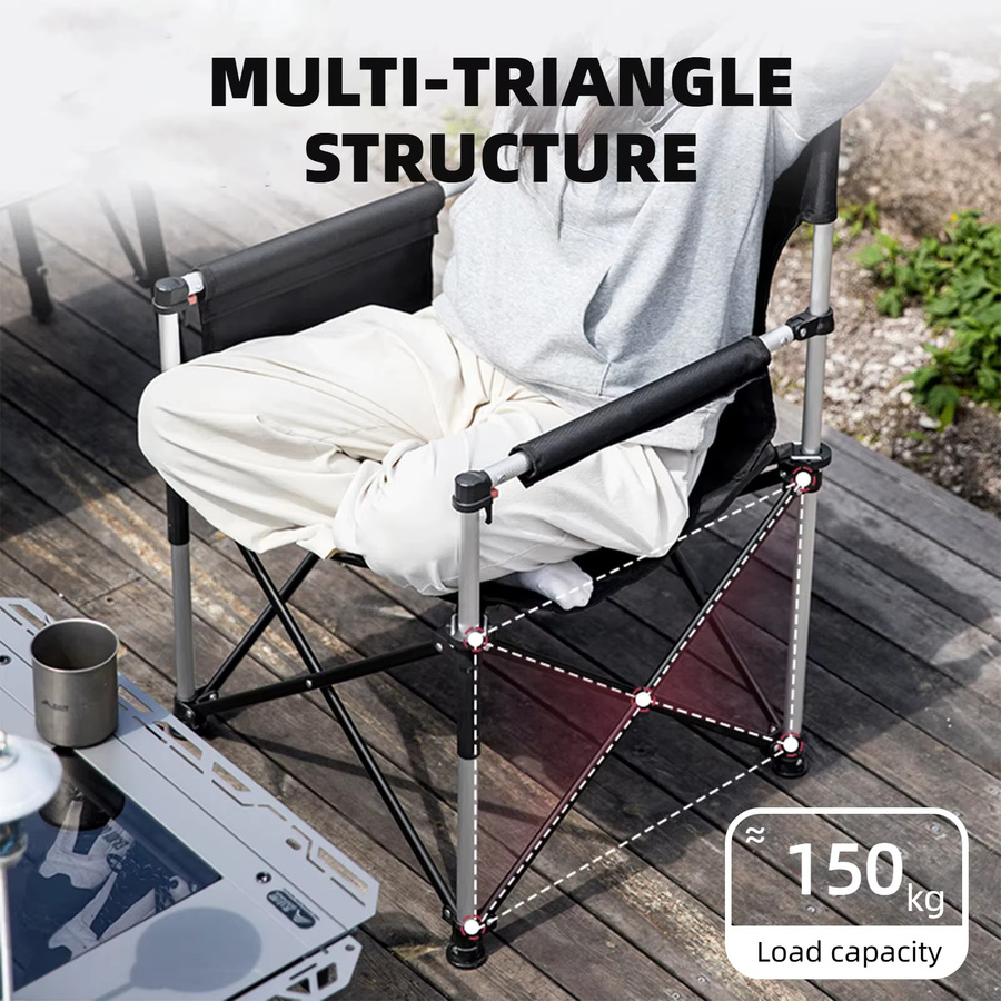 BISINNA Campingstuhl aus Oxford-Stoff in Braun mit Armlehnen, tragbarer faltbarer Klappstuhl für Outdoor, Picknick und Angeln - Bild 3