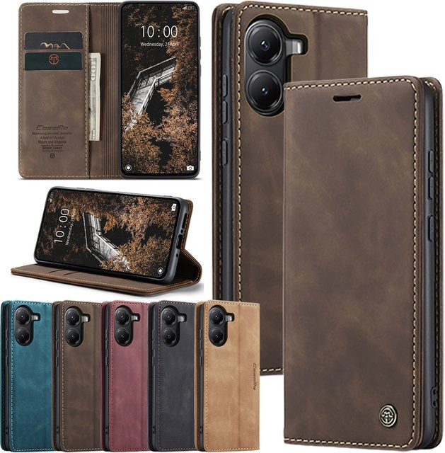 Leder Flip Case für Xiaomi Poco X7 X6 F7 M6 M7 Pro Ultra in Rot oder Braun mit Kickstand und Kartenhalter - Bild 1