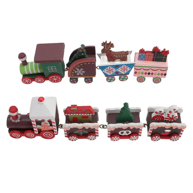GoolRC Weihnachts-Miniaturzug aus Holz als dekorative Weihnachtsdekoration in Braun und Mehrfarbig - Bild 3
